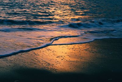 Scenic view of beach during sunset