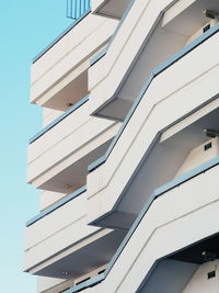 Low angle view of modern building against clear sky