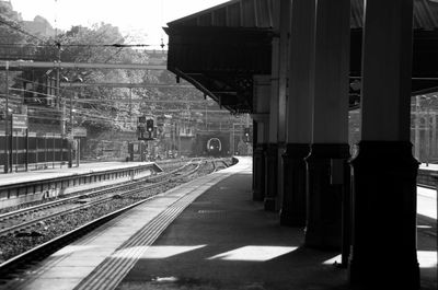 Empty railroad station platform