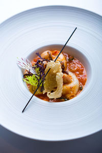 High angle view of meal served in plate