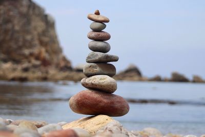 Totem pebble colorful beach