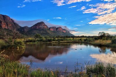 View of lake with mountain in background