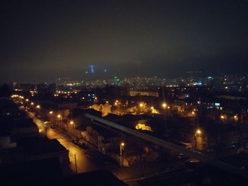 View of illuminated cityscape at night