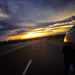 High angle view of road at sunset