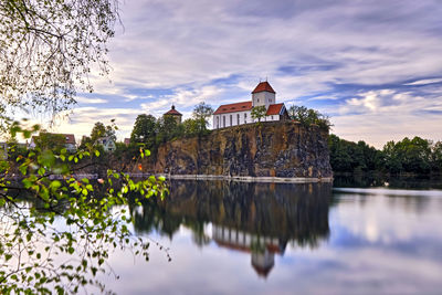 Reflection of building in lake