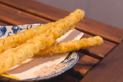 Close-up of tempura served on plate