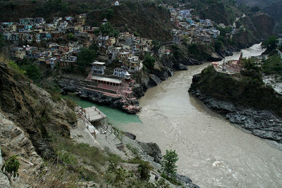 High angle view of bridge over river