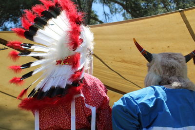 Rear view of man wearing mask