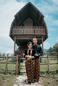 Traditional clothes of central java, indonesia.  specifically batik is used in weddings