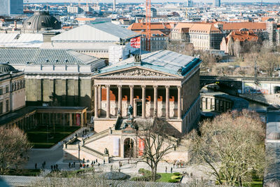 High angle view of buildings in city