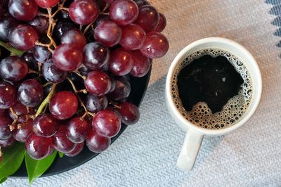 High angle view of coffee beans on table