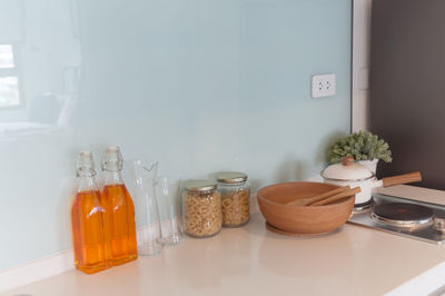 Potted plant on table at home