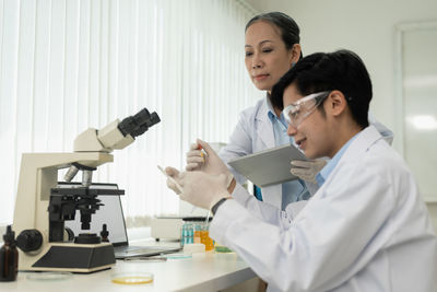 Doctor examining patient at clinic