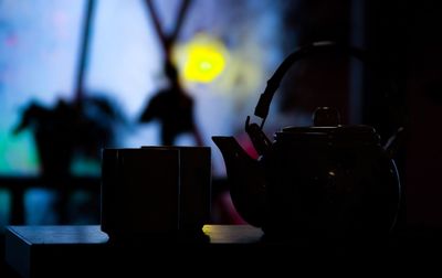 Close-up of tea cup on table