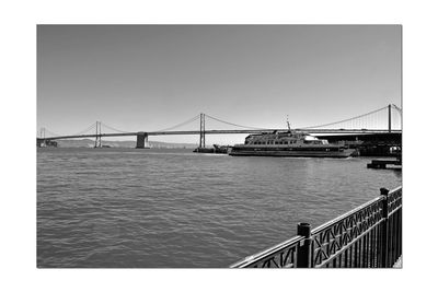 View of suspension bridge over river