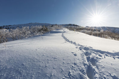 Snow covered mountain against sky