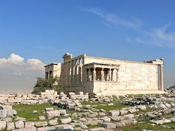 The erechtheion temple in the acropolis of athens, greece.