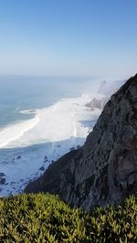 Scenic view of sea against clear sky