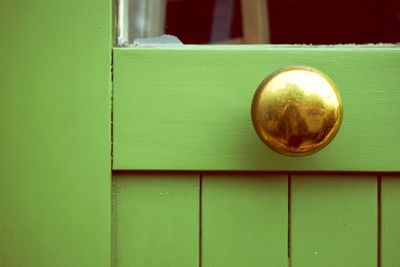 Close-up of green glass window