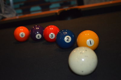 Close-up of balls on table