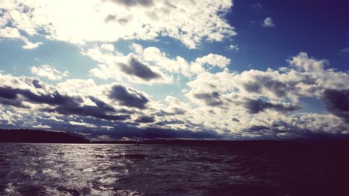 Scenic view of sea against cloudy sky