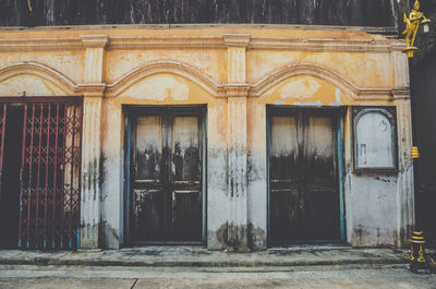 Closed door of old building