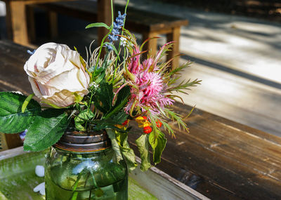 Close-up of flower pot on table