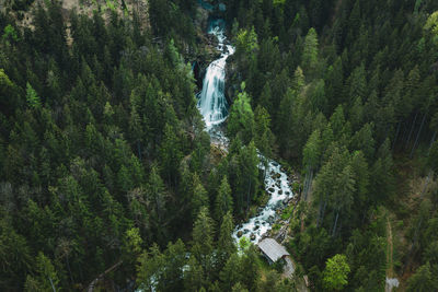 Aerial image of beautiful waterfalls in golling, salzburg, austria