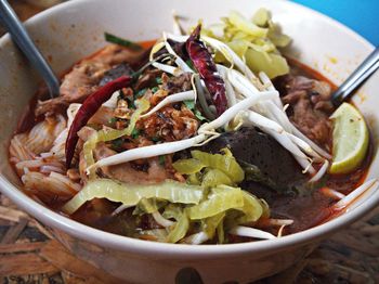 Close-up of meal served in bowl