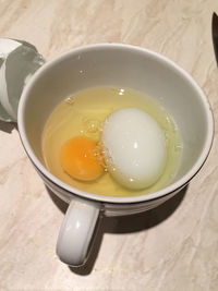 High angle view of breakfast on table