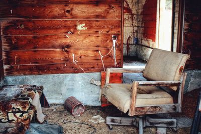 Old chair in abandoned building