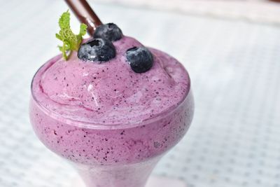 Close-up of blueberry dessert