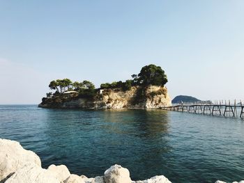 Scenic view of sea against clear sky