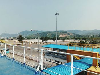 Scenic view of swimming pool against clear sky