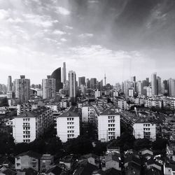 High angle view of cityscape against sky