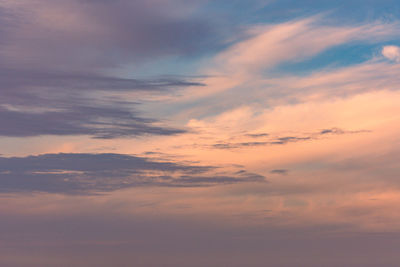 Low angle view of cloudy sky during sunset