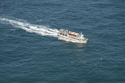 High angle view of boat in sea