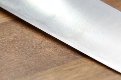 High angle view of kitchen knife on table