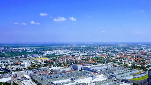 High angle view of townscape against sky