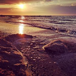 Scenic view of sea during sunset