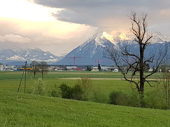 Scenic view of mountains against sky