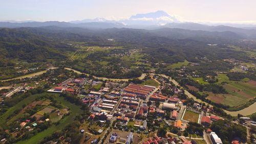 High angle view of townscape against sky