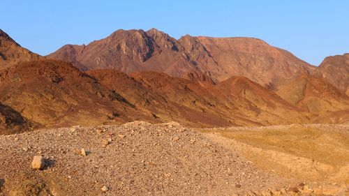 Scenic view of mountains against clear sky