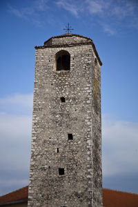 Low angle view of old building against sky