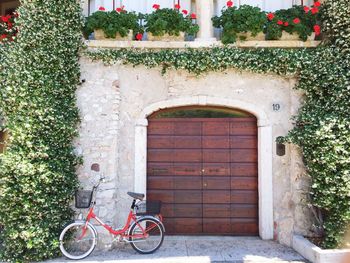 Bicycle against brick wall