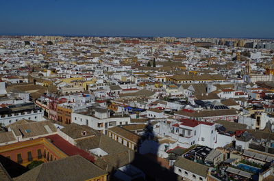 High angle view of townscape against sky