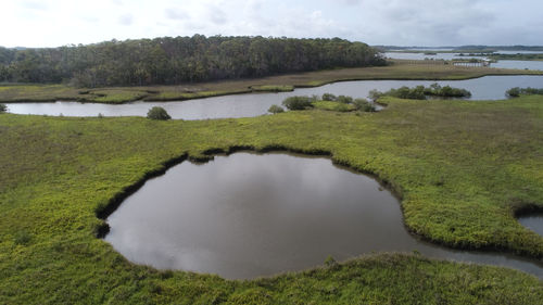 Scenic view of lake against sky