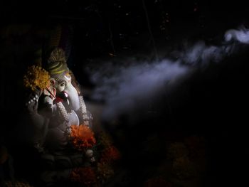 Ganesha idol in darkroom
