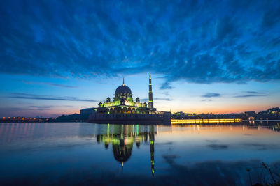 View of mosque at sunset