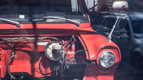 Close-up of damaged vintage car